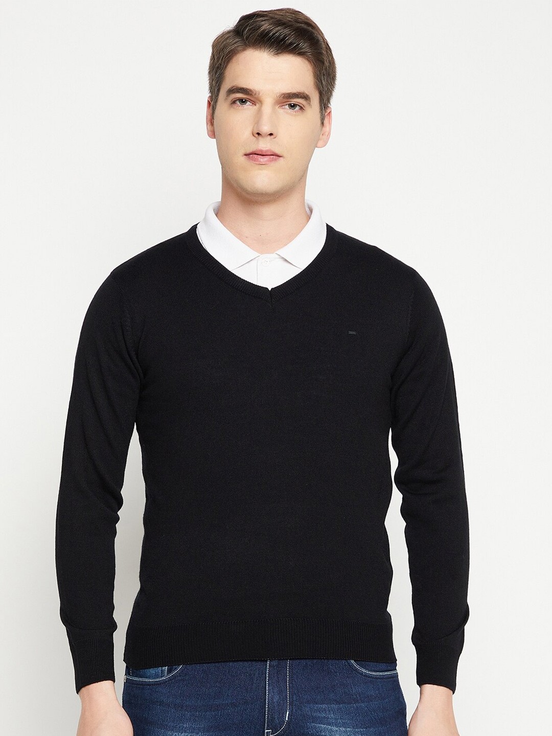 

Okane Men Black Ribbed Pullover