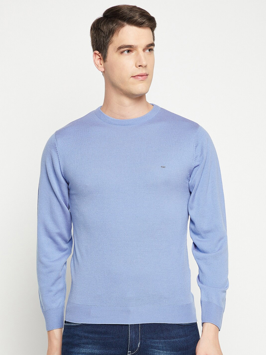 

Okane Men Blue Solid Pullover