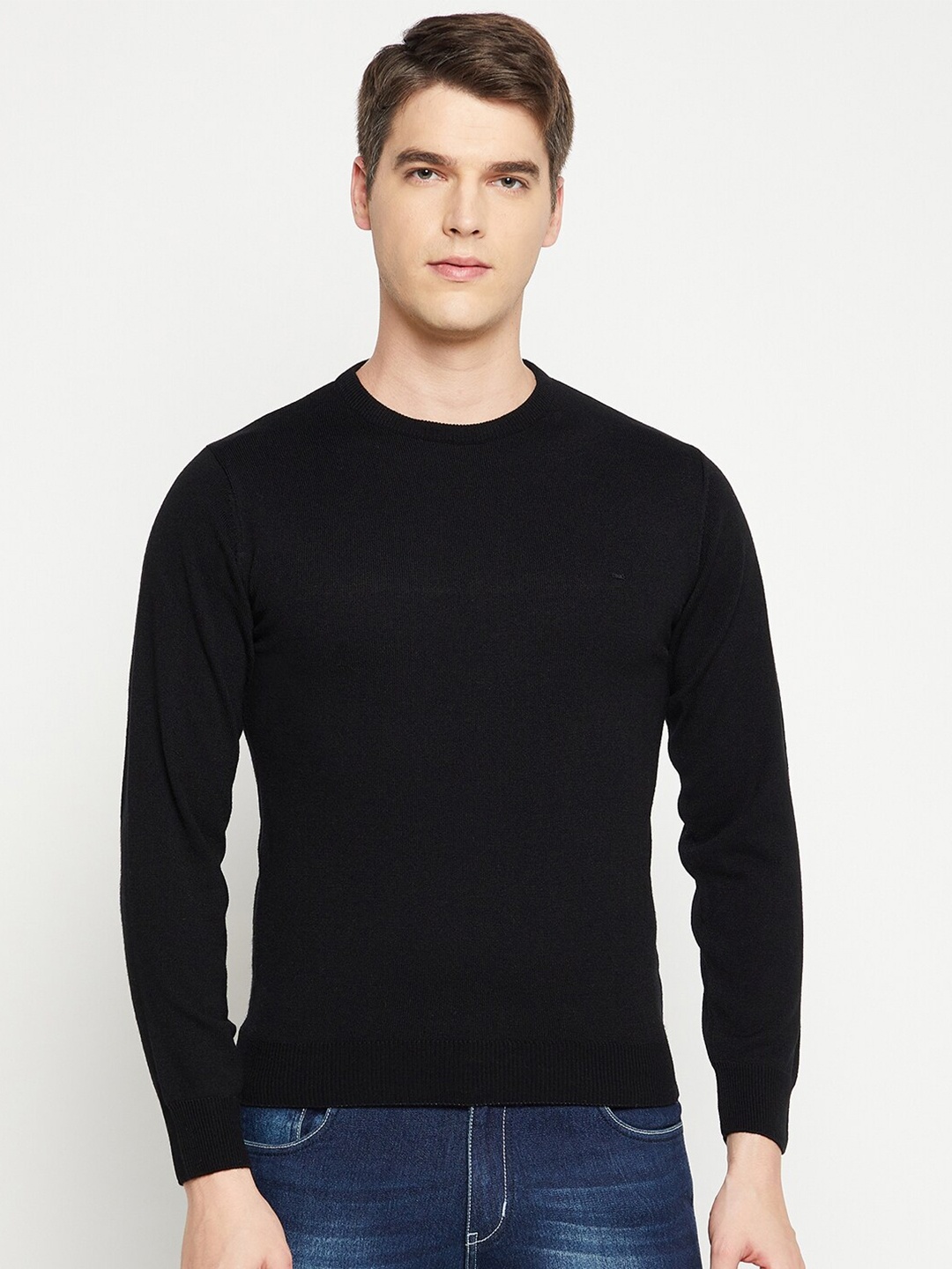 

Okane Men Black Solid Woolen Pullover