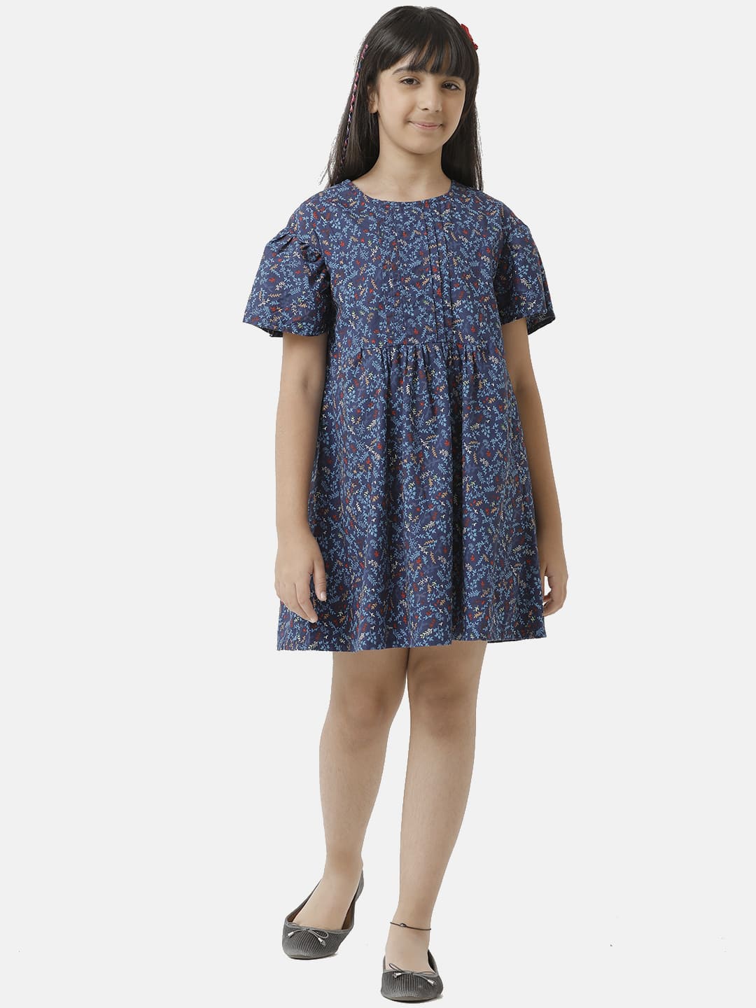 

UNDER FOURTEEN ONLY Blue Fit & Flare Floral Dress