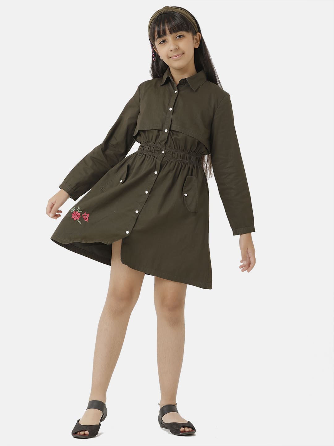 

UNDER FOURTEEN ONLY Green Shirt Dress