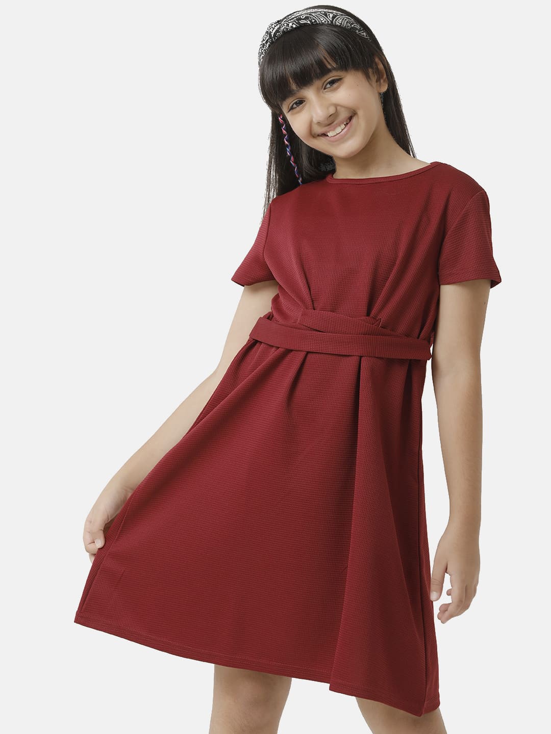 

UNDER FOURTEEN ONLY Girls Maroon A-Line Dress