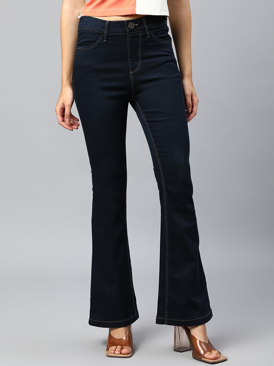 

Xpose Women Navy Blue Comfort Bootcut High-Rise Stretchable Jeans