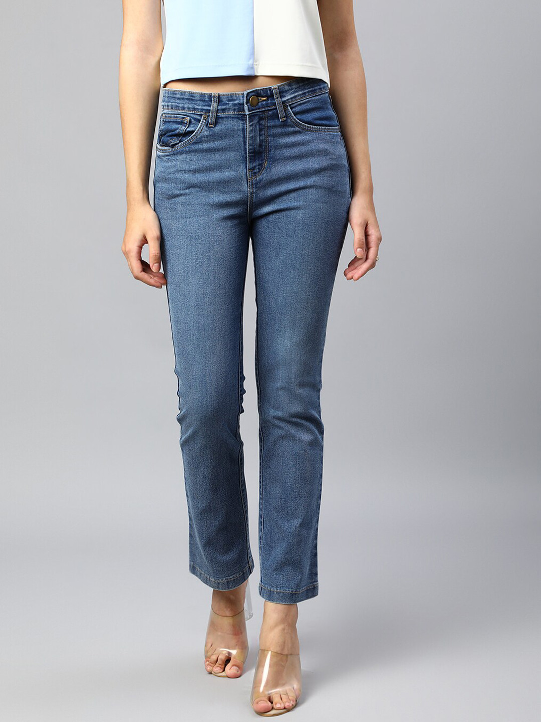 

Xpose Women Blue Comfort Bootcut High-Rise Light Fade Stretchable Jeans