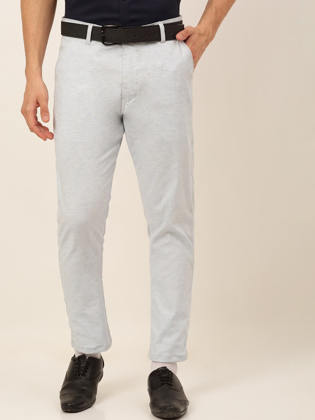 

JAINISH Men Blue Smart Slim Fit Easy Wash Trousers
