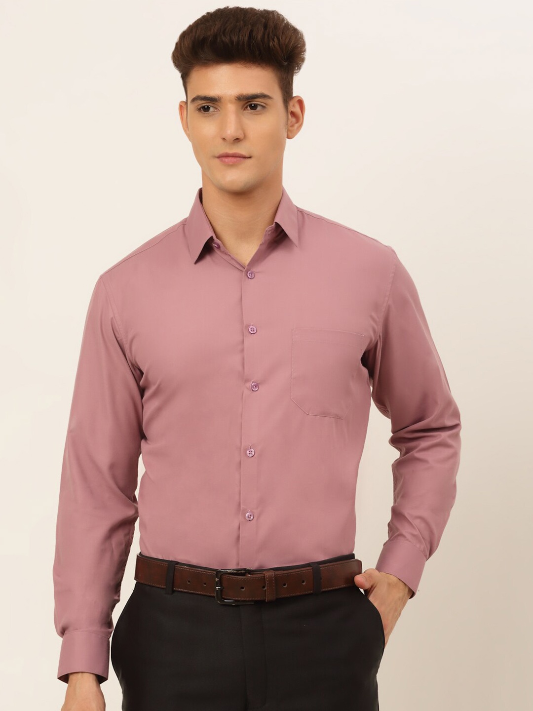 

JAINISH Men Pink Solid Classic Formal Shirt