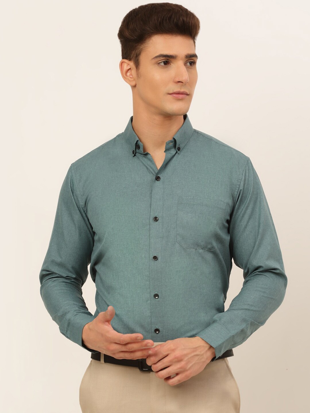 

JAINISH Men Sea Green Classic Formal Shirt