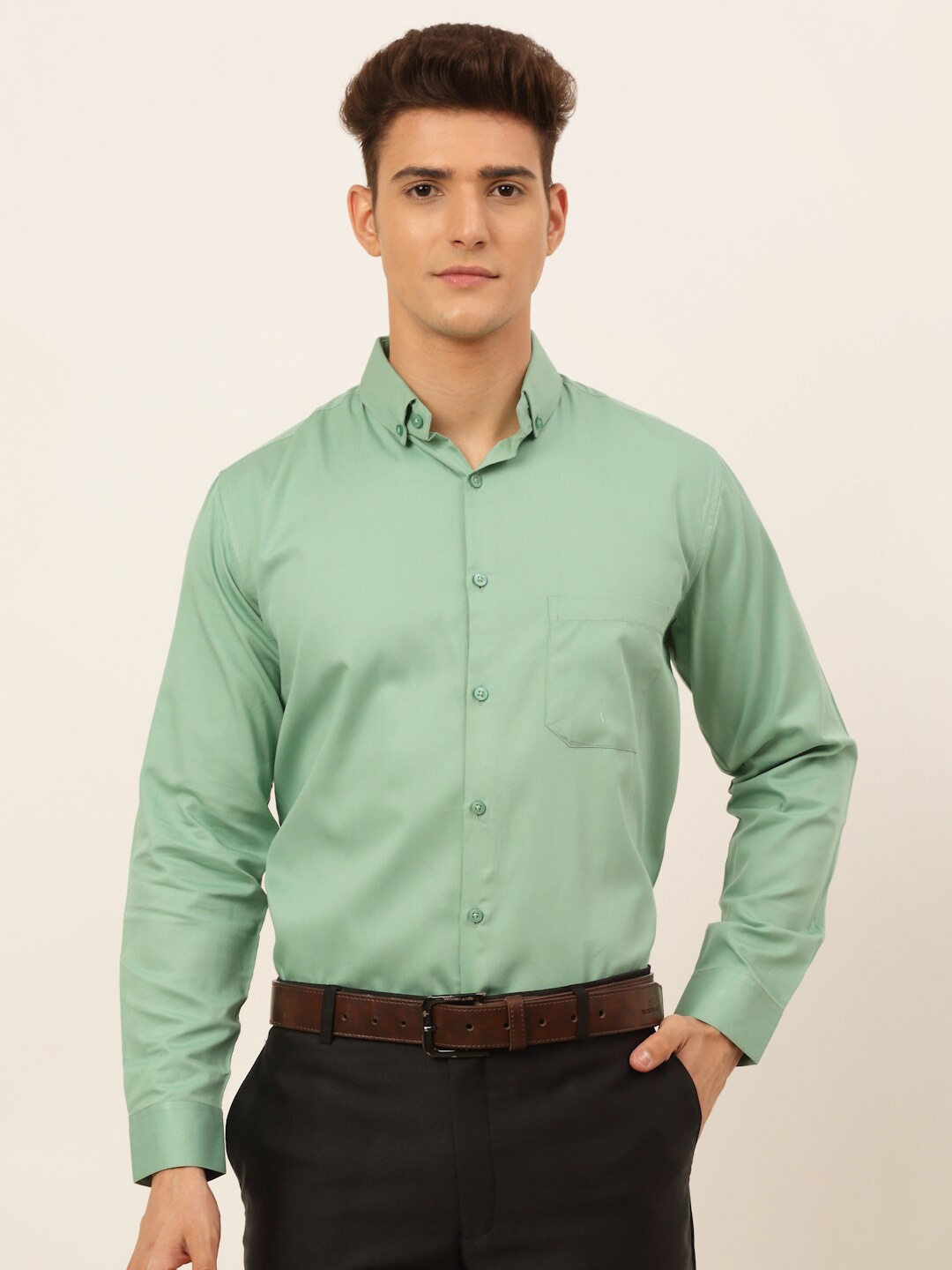 

JAINISH Men Green Classic Formal Shirt