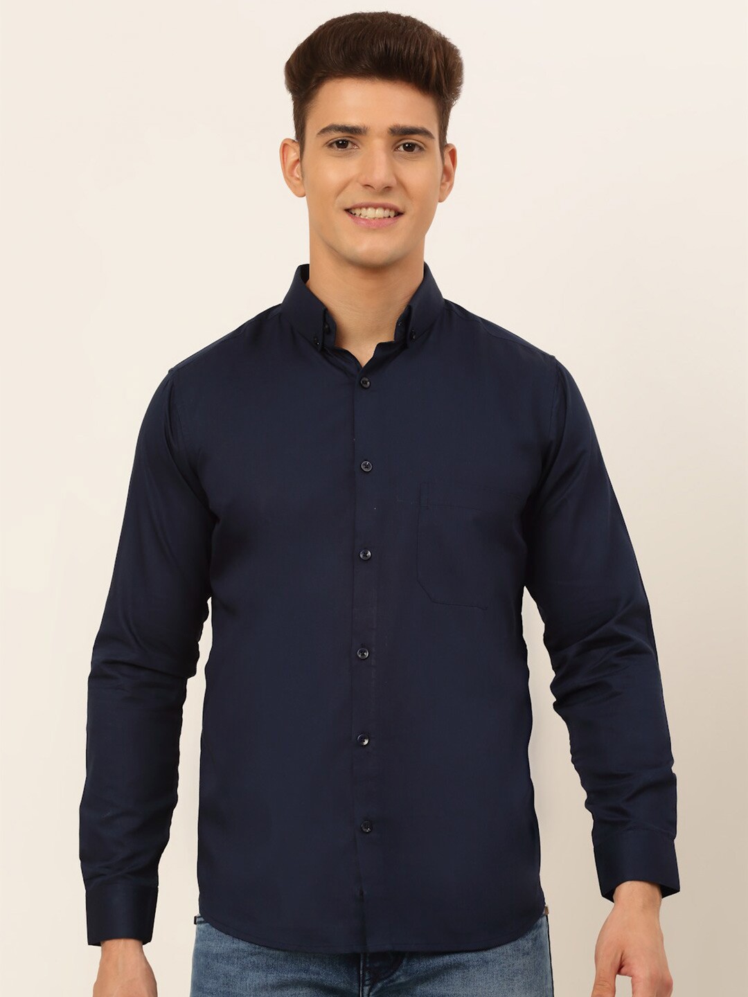 

JAINISH Men Navy Blue Solid Classic Cotton Casual Shirt