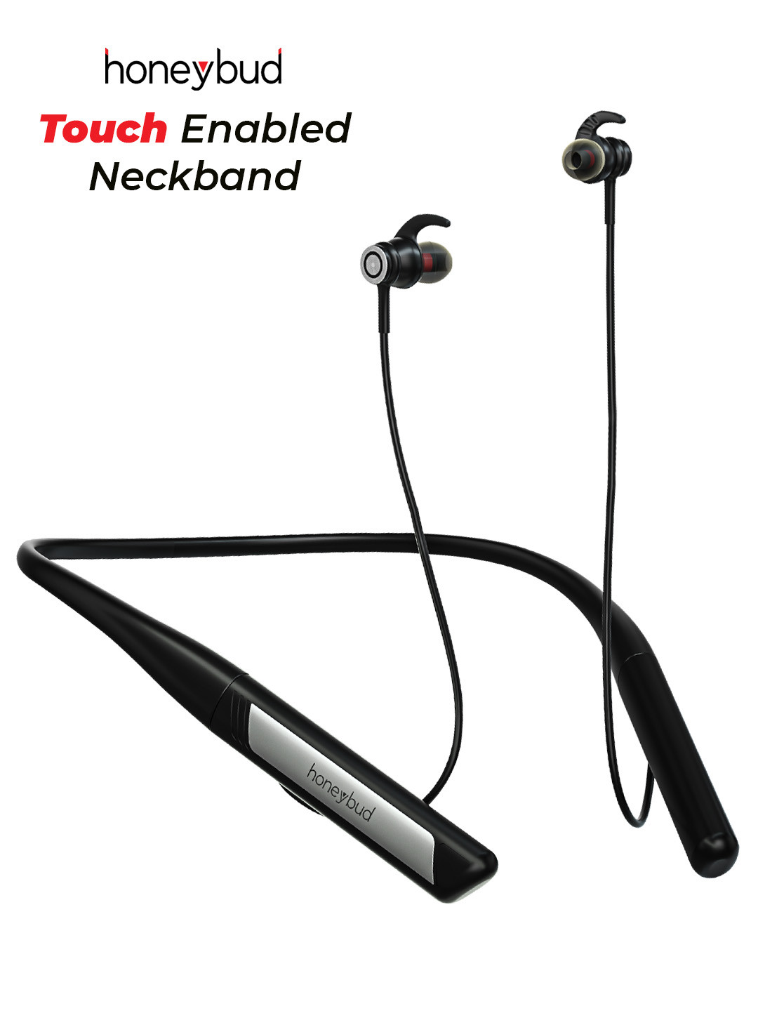 

honeybud Black Beatzz Advance Touch Neckband with HD Sound Magnetic Clasps Fast Charging