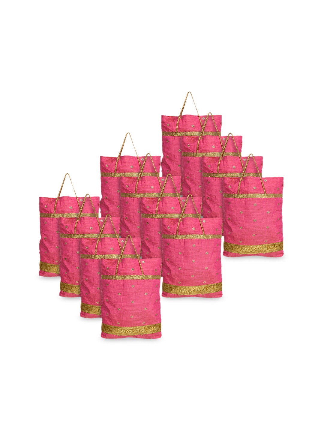 Kuber Industries Pink Set Of 2 Polyester Shopper Tote Bags
