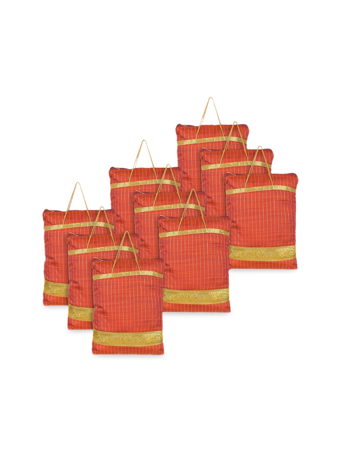 

Kuber Industries Set of 9 Striped Oversized Shopper Tote Bags, Red