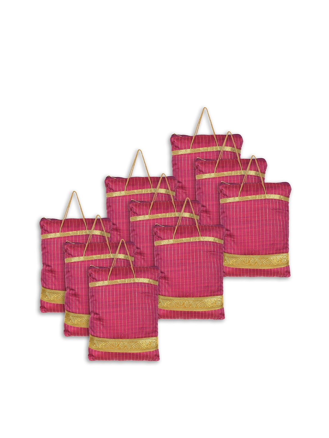 

Kuber Industries Set Of 9 Printed Oversized Shopper Tote Bag, Pink