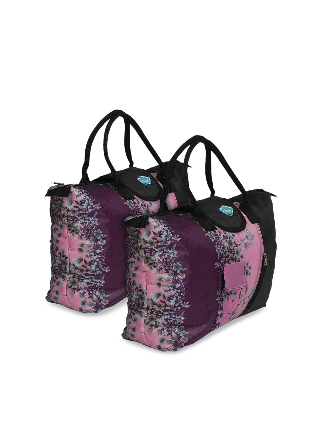 

Kuber Industries Pack of 2 Pink Floral Printed Oversized Swagger Tote Bag