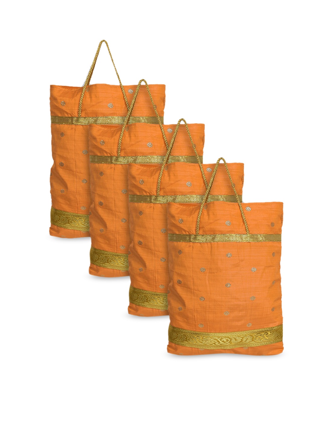 

Kuber Industries Pack of 4 Yellow Printed Shopper Tote Bag