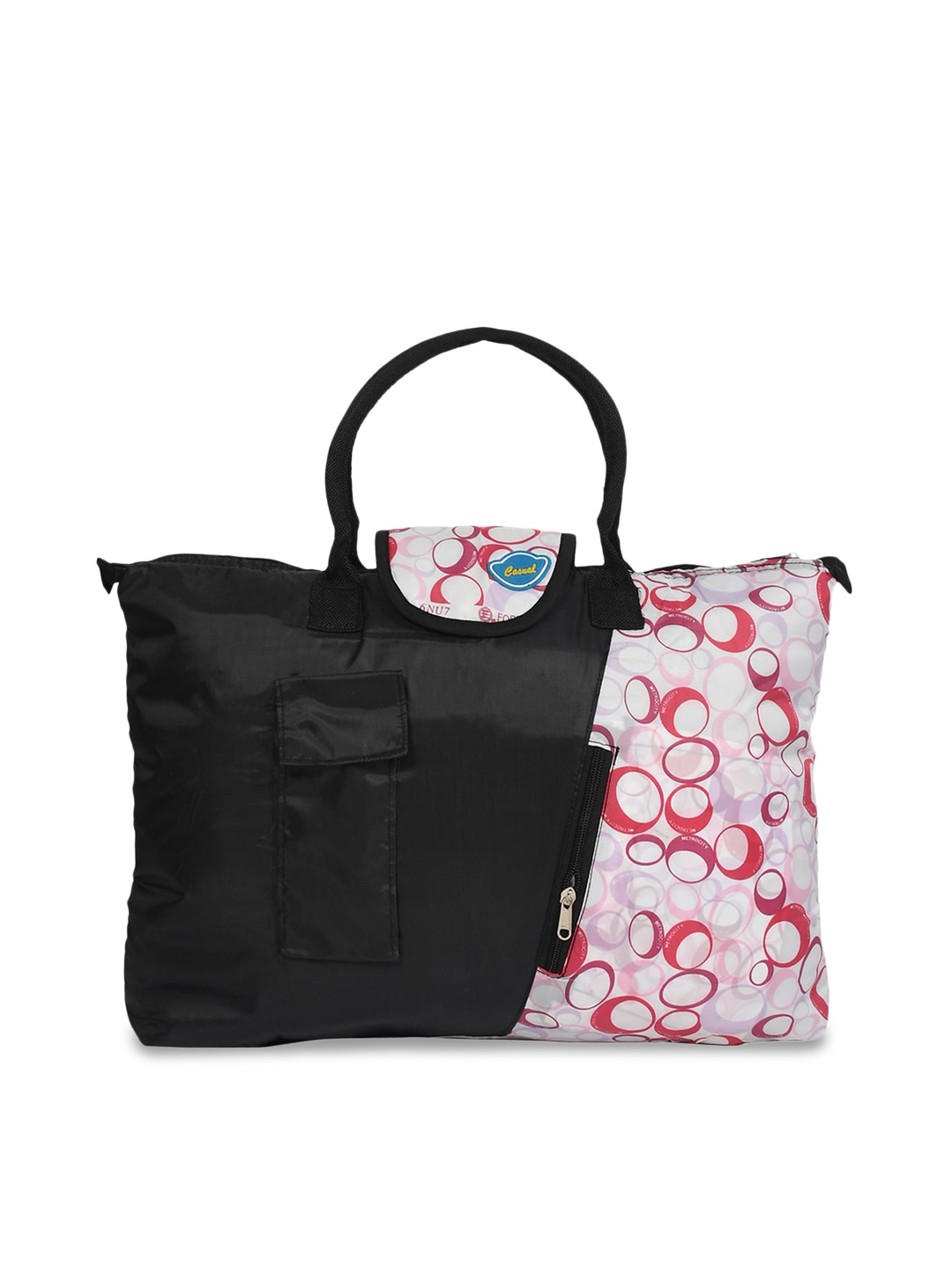 

Kuber Industries Black Geometric Colourblocked Oversized Shopper Handheld Bag