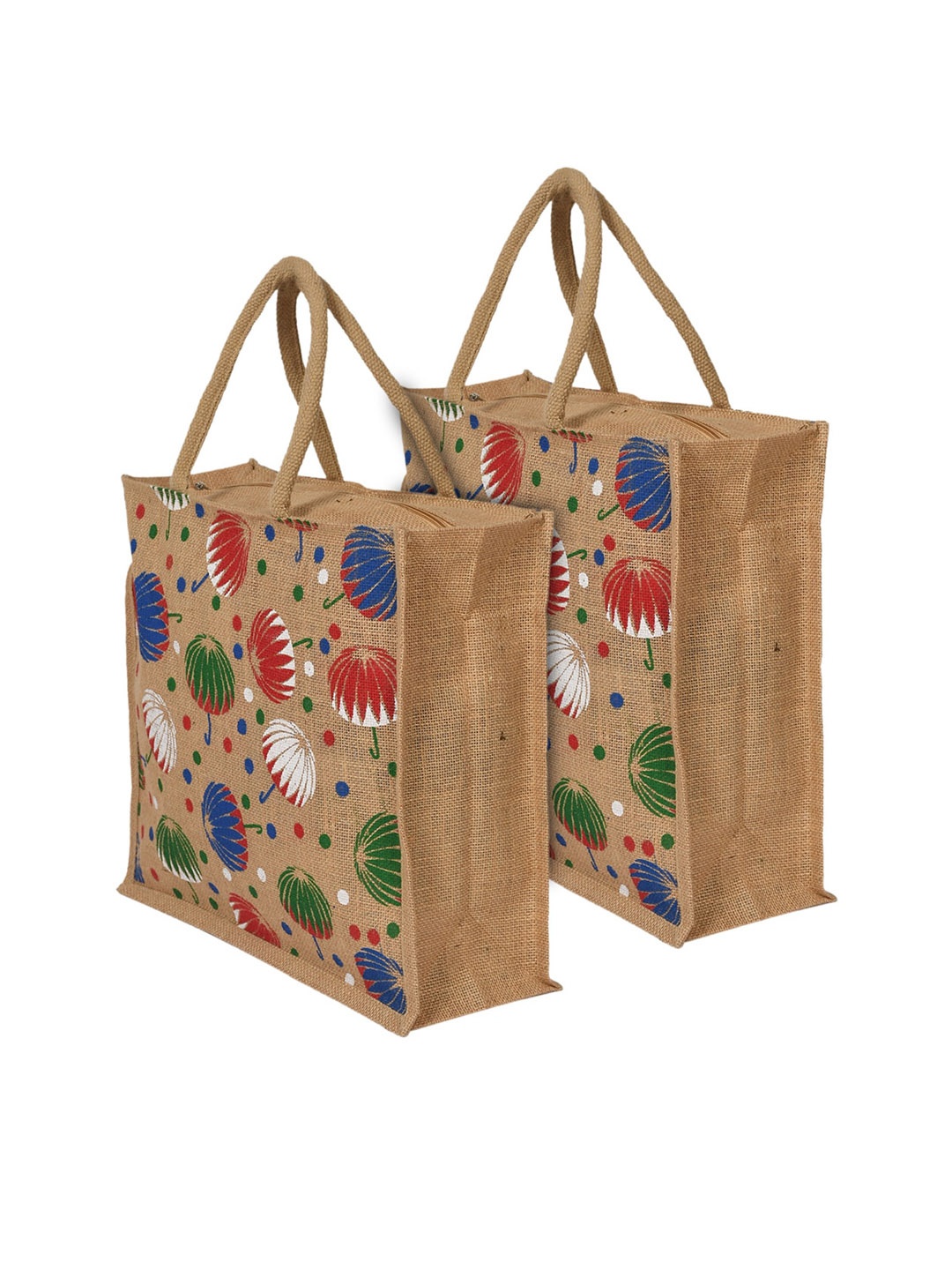 

Kuber Industries Pack Of 2 Brown Floral Printed Structured Tote Bag