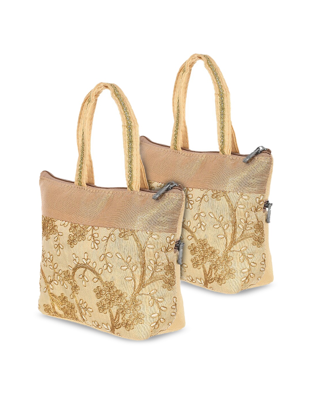 

Kuber Industries Women Cream Pack of 2 Embroidered Structured Shoulder Bag