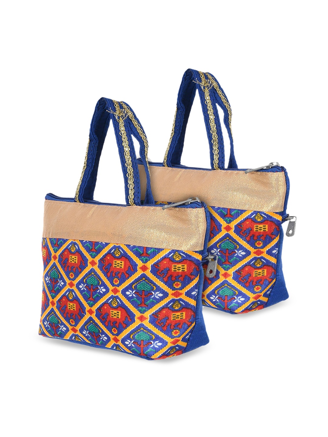 

Kuber Industries Set Of 2 Geometric Oversized Shopper Tote Bags, Blue