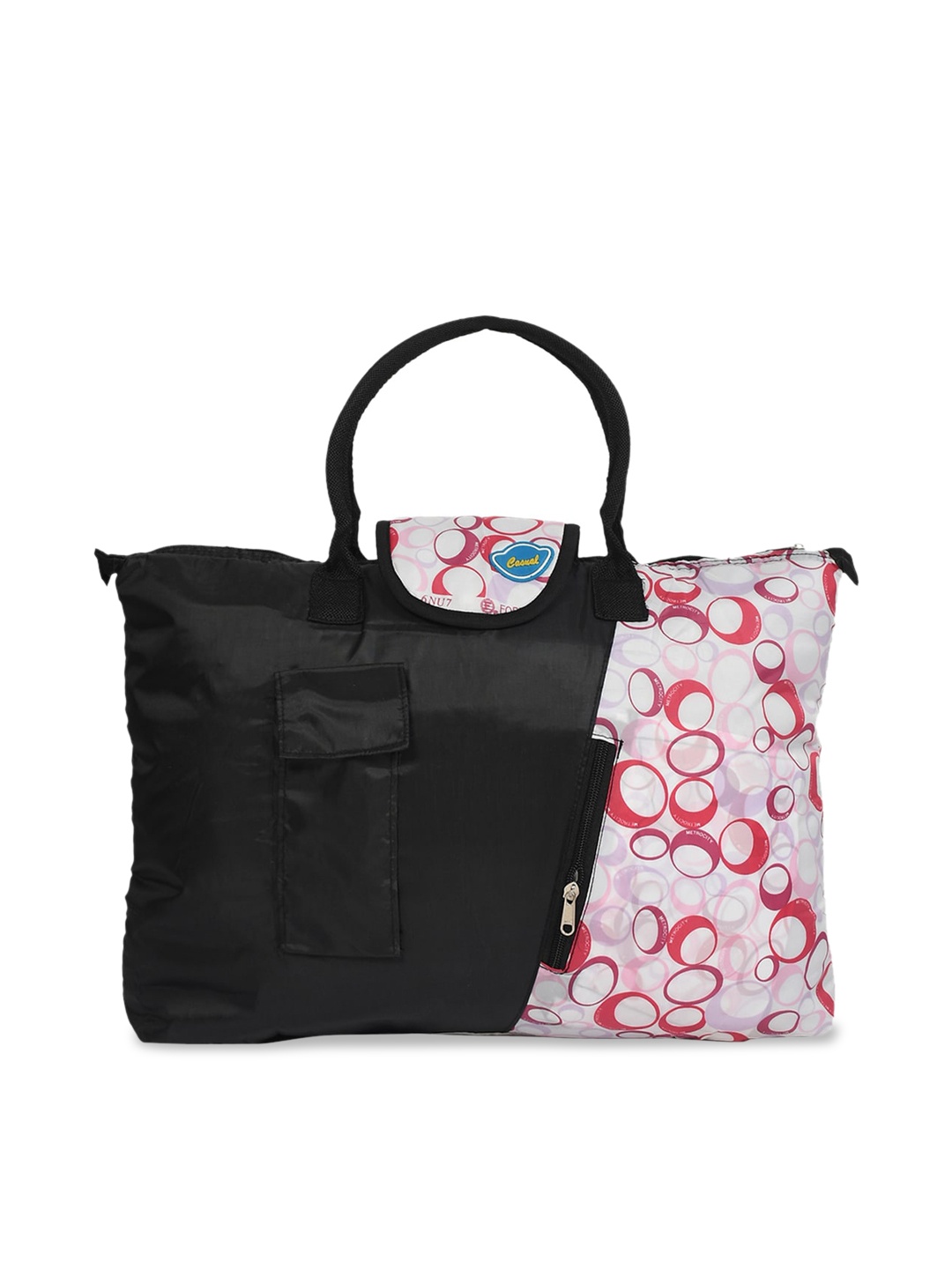 

Kuber Industries Pack Of 2 Black Colourblocked Oversized Shopper Handheld Bag