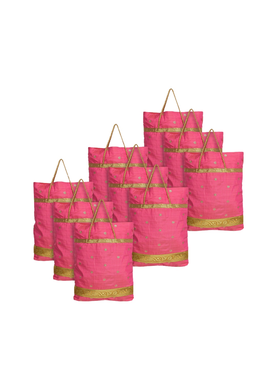 

Kuber Industries Pack of 9 Pink Oversized Shopper Tote Bag