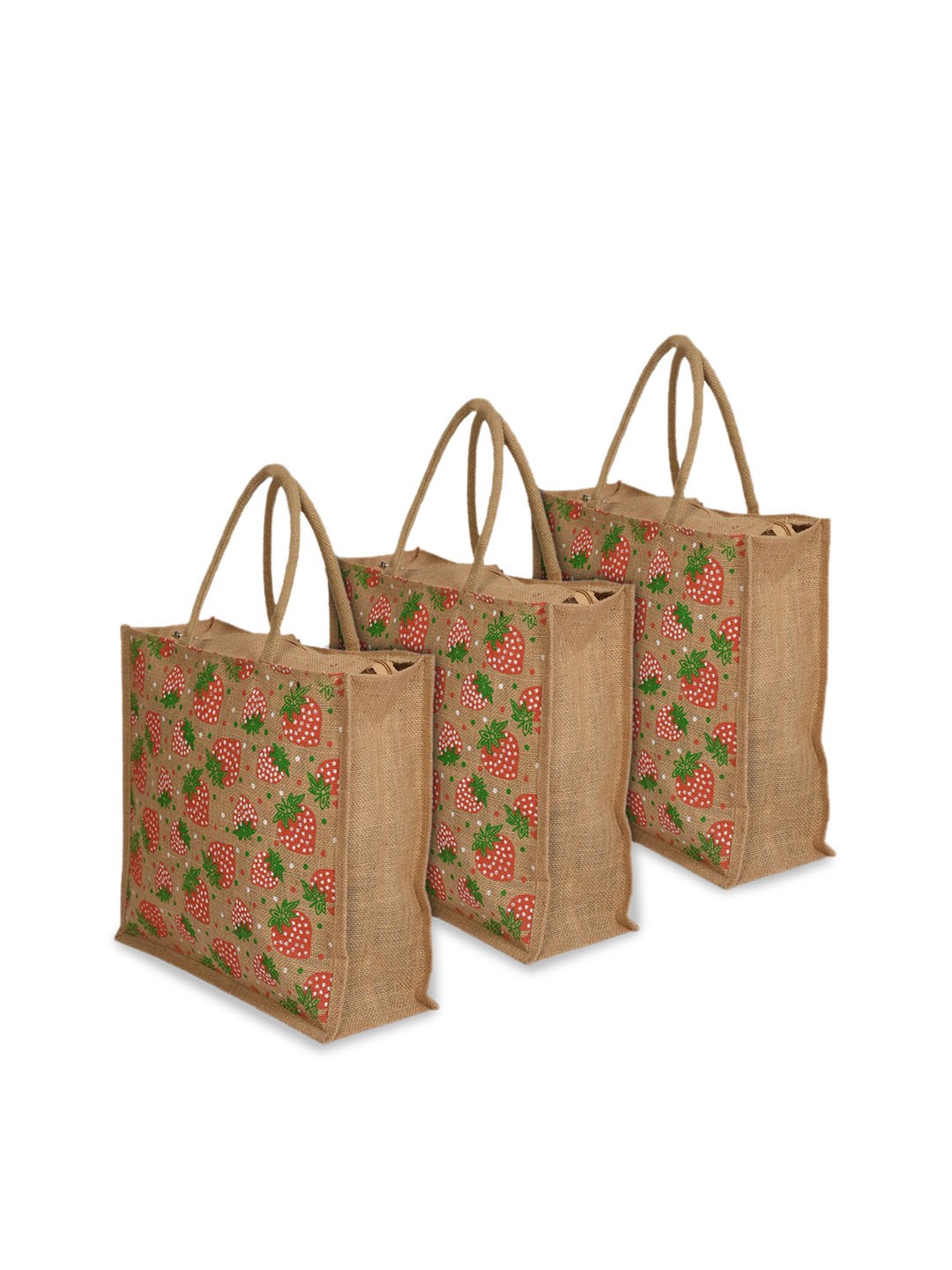 

Kuber Industries Pack Of 3 Brown Printed Structured Handheld Bag