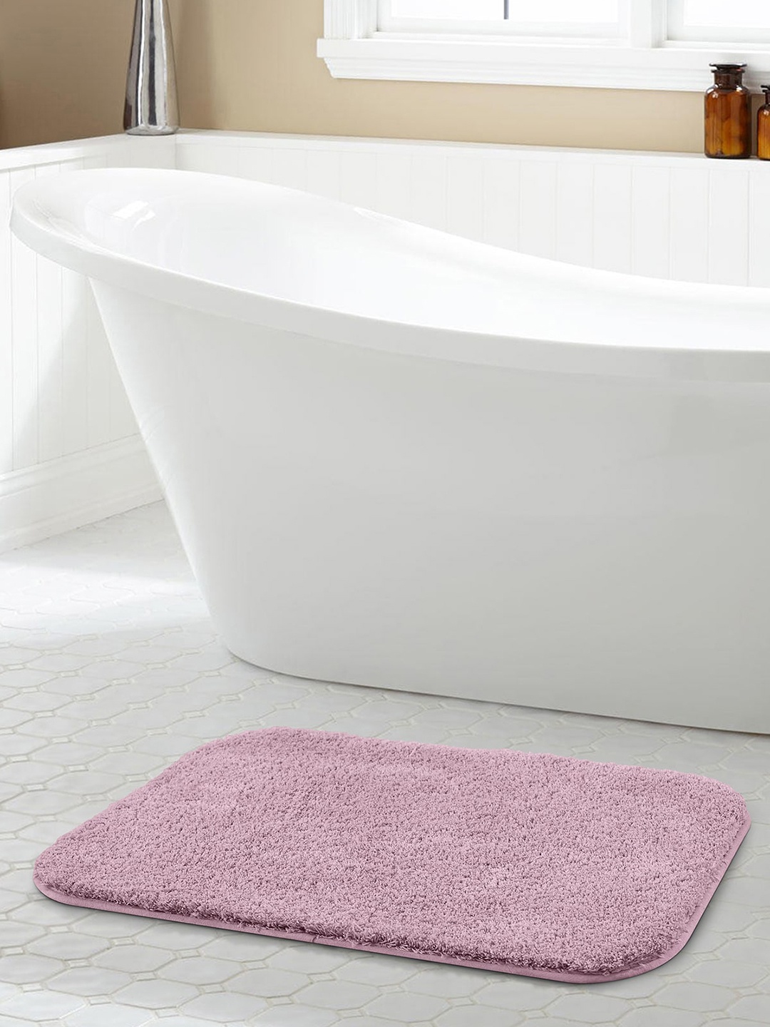 

OBSESSIONS Pink Solid 2200 GSM Anti-skid Bath Rugs
