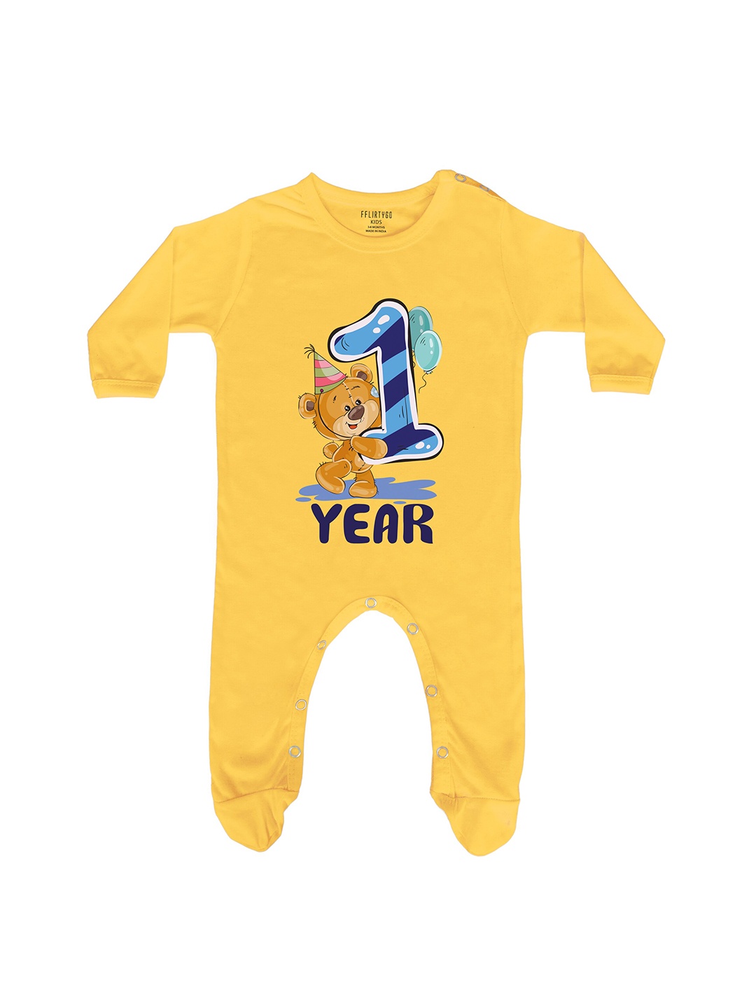 

FFLIRTYGO Unisex Kids Yellow & Blue Printed Basic Jumpsuit