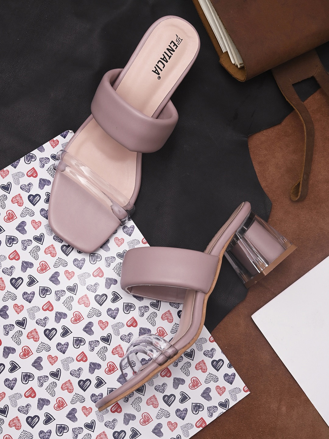 

Fentacia Women Purple Printed Glass Block Mules
