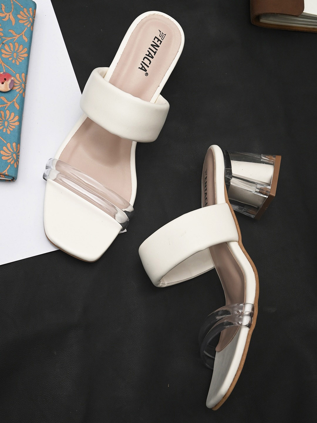 

Fentacia White Block Sandals