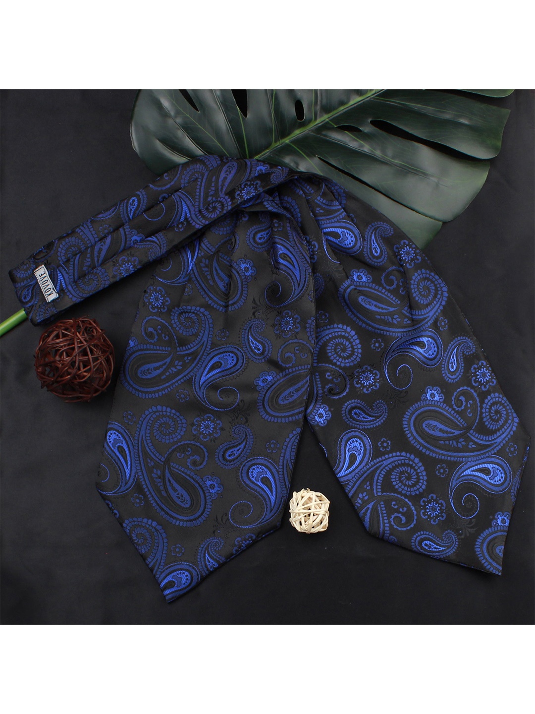 

Kavove Unisex Black & Blue Woven Design Cravat