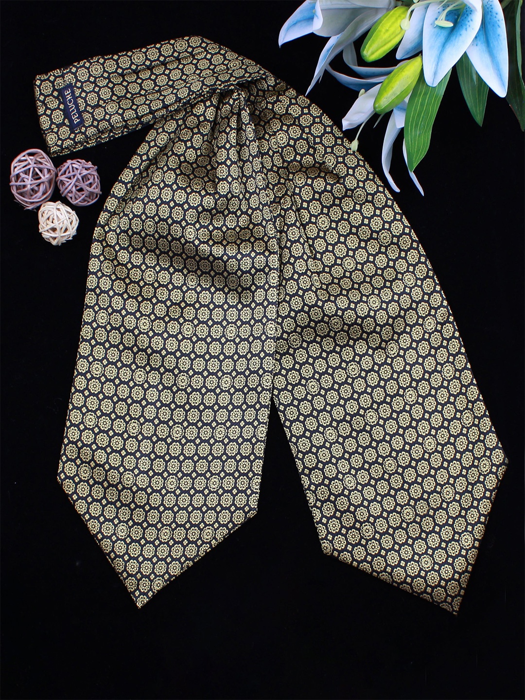 

PELUCHE Unisex Yellow & Black Woven Design Cravat