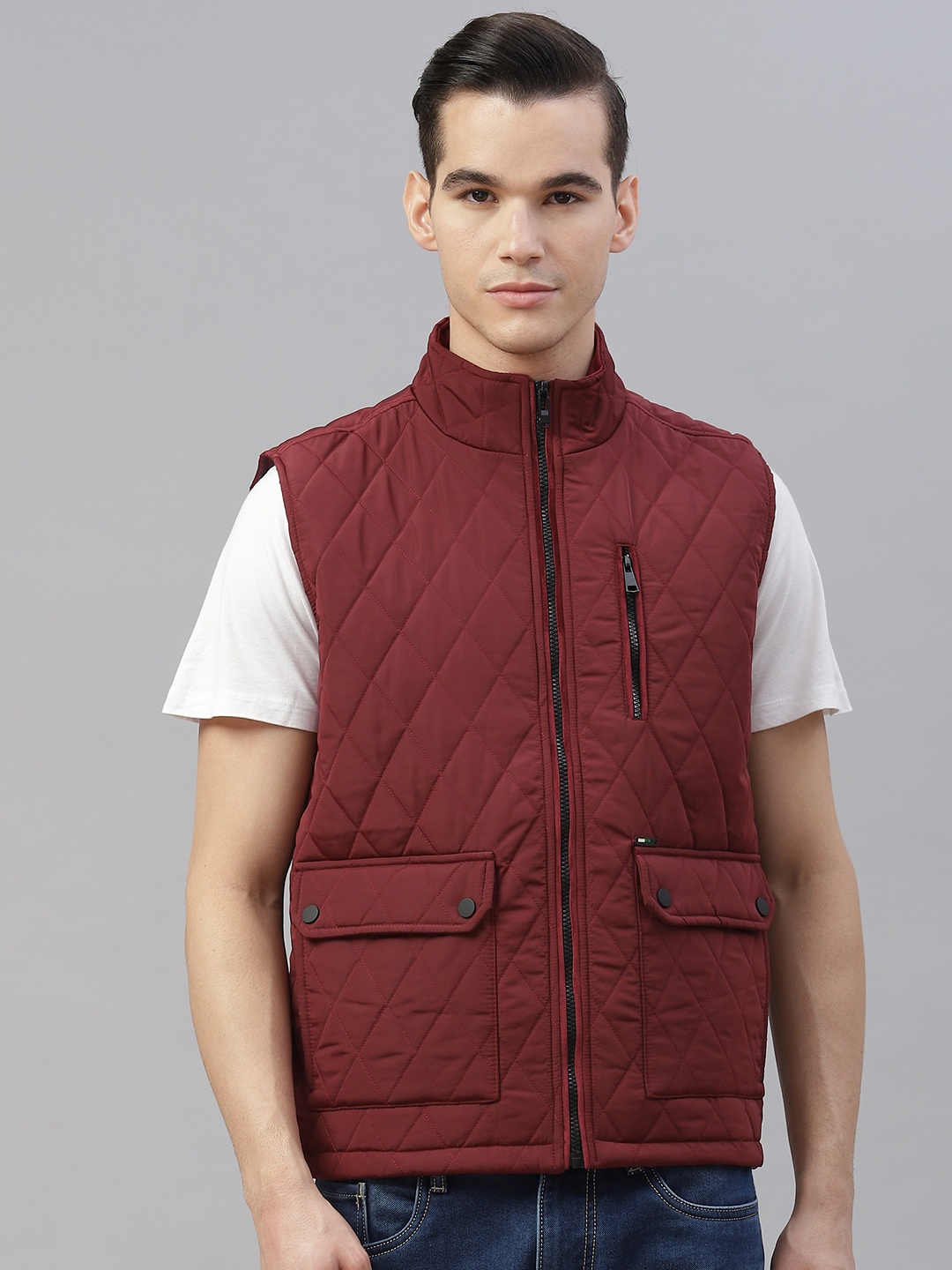 

Pierre Carlo Men Burgundy Quilted Jacket