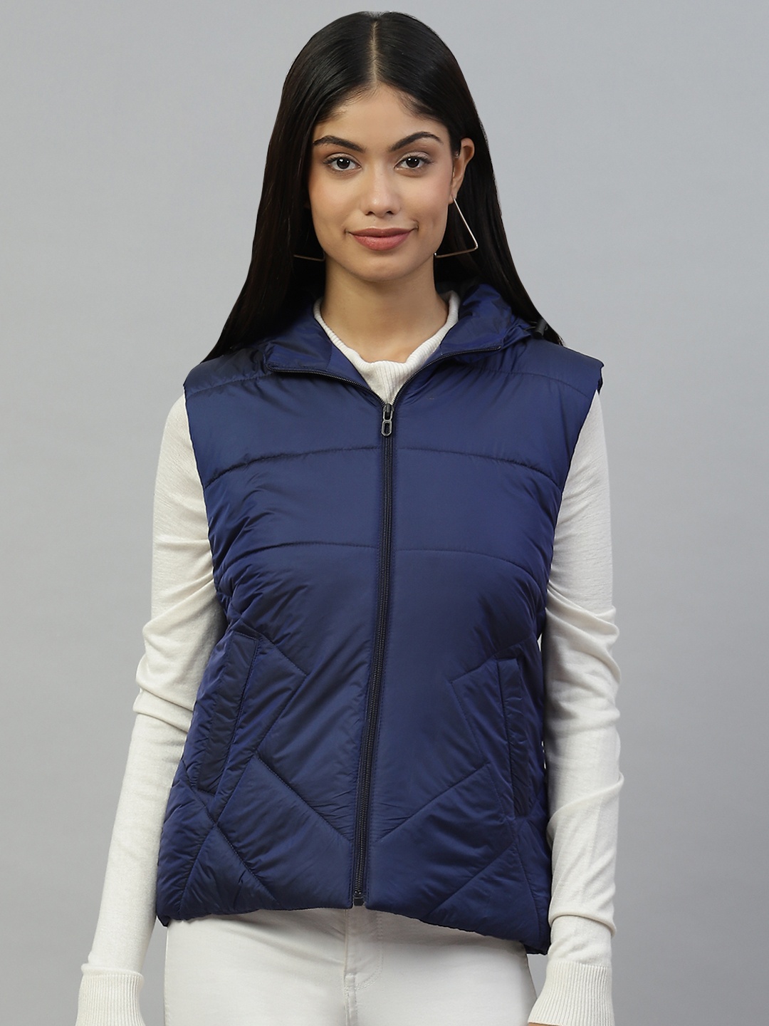 

Pierre Carlo Women Padded Jacket, Navy blue