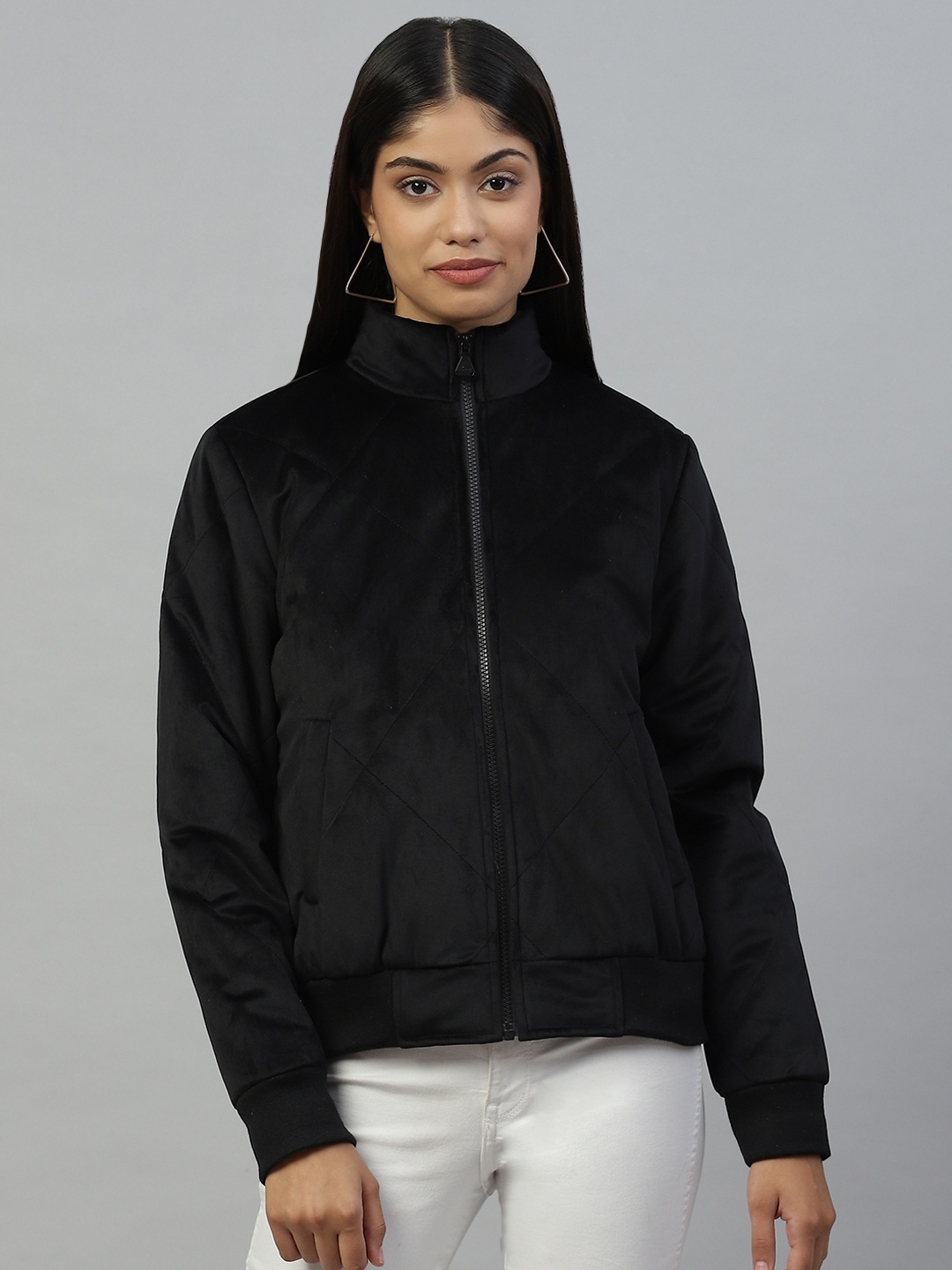 

Pierre Carlo Women Black Open Front Jacket