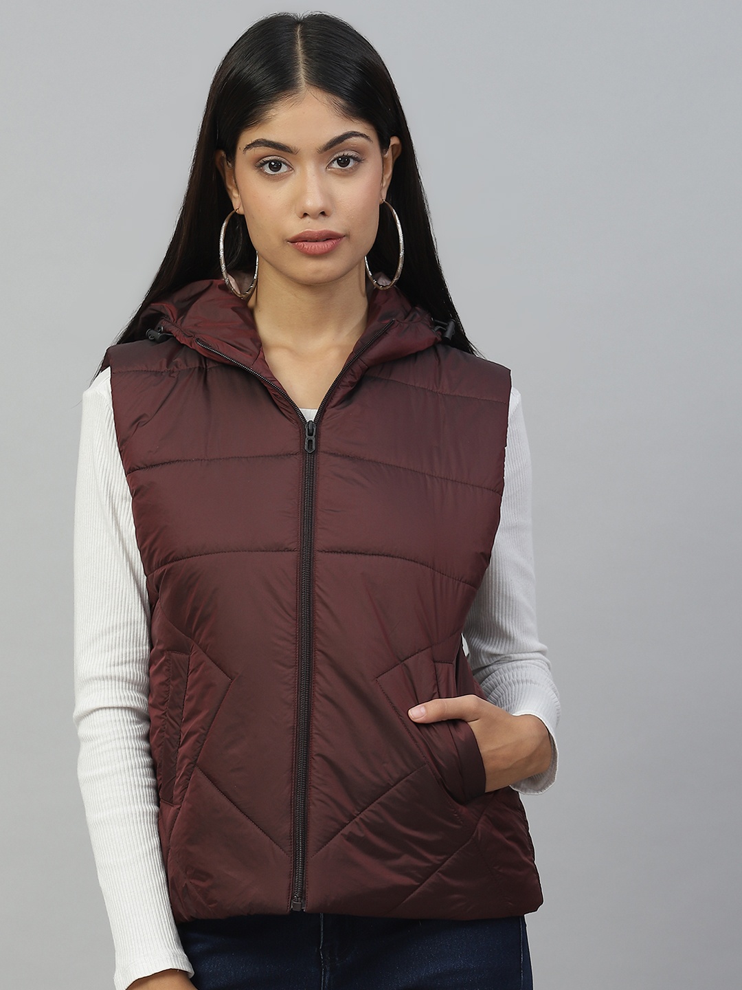 

Pierre Carlo Women Burgundy Padded Jacket