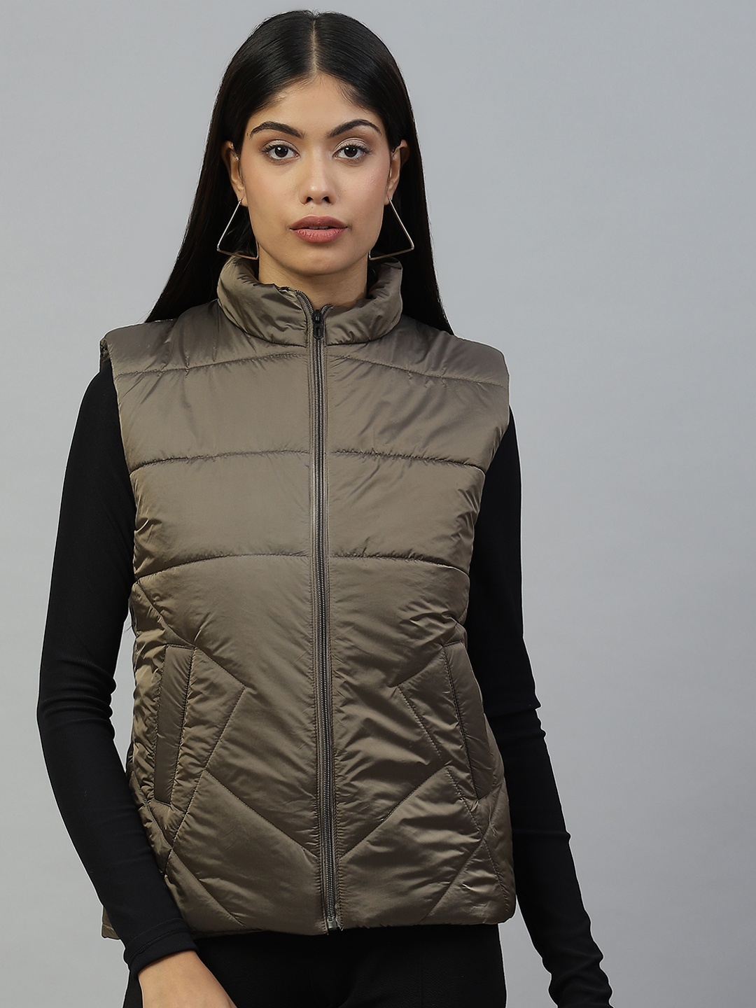 

Pierre Carlo Women Olive Green Quilted Jacket