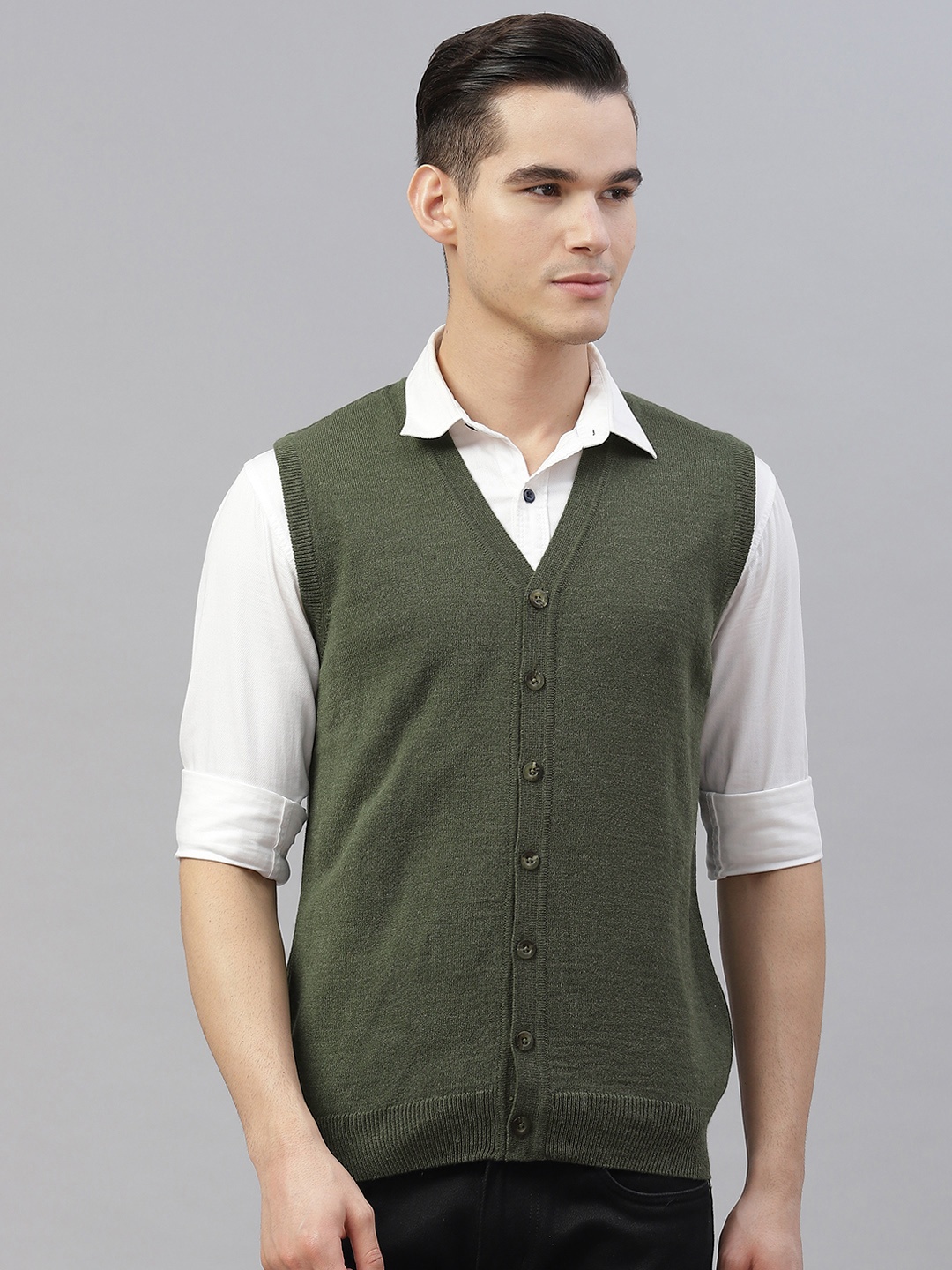 

Pierre Carlo Men Olive Green Cardigan