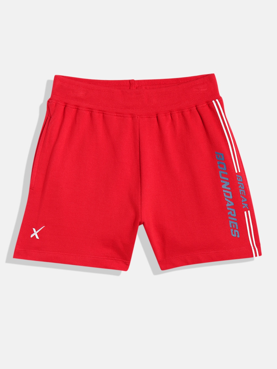 

HRX by Hrithik Roshan Boys Red Typography Printed Pure Cotton Sports Shorts