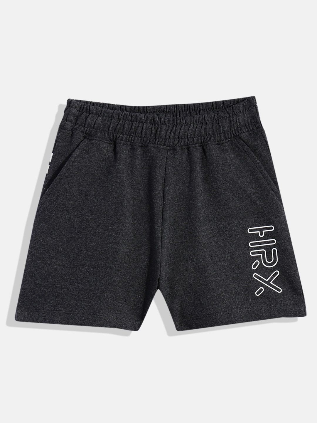 

HRX by Hrithik Roshan Boys Black Typography Printed Sports Shorts