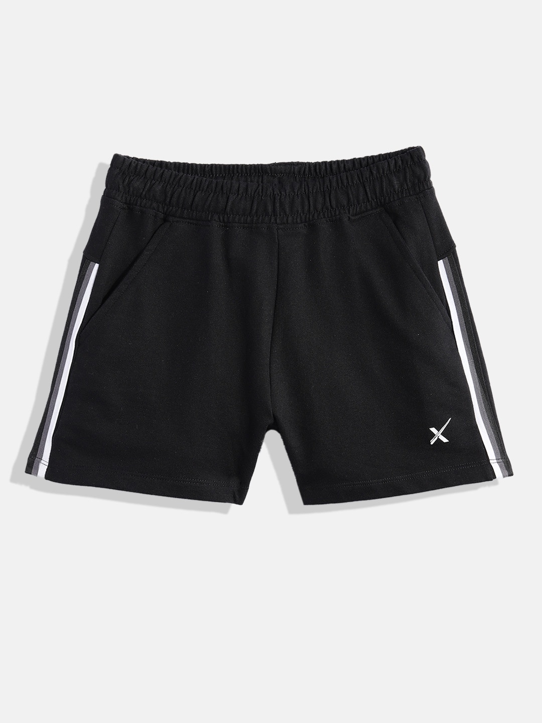 

HRX by Hrithik Roshan Boys Black Solid Pure Cotton Sports Shorts