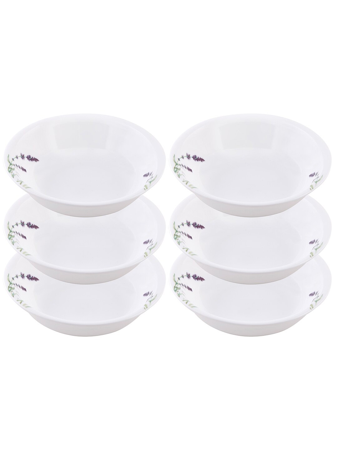 

Corelle Asia White & Purple Set Of 6 Floral Printed Glossy Bowls 296 ML Each