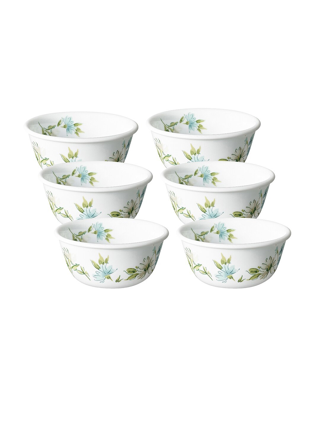 

Corelle White Set of 6 Printed Dishwasher & Microwave safe Vitrelle Glass Bowls 355ml each