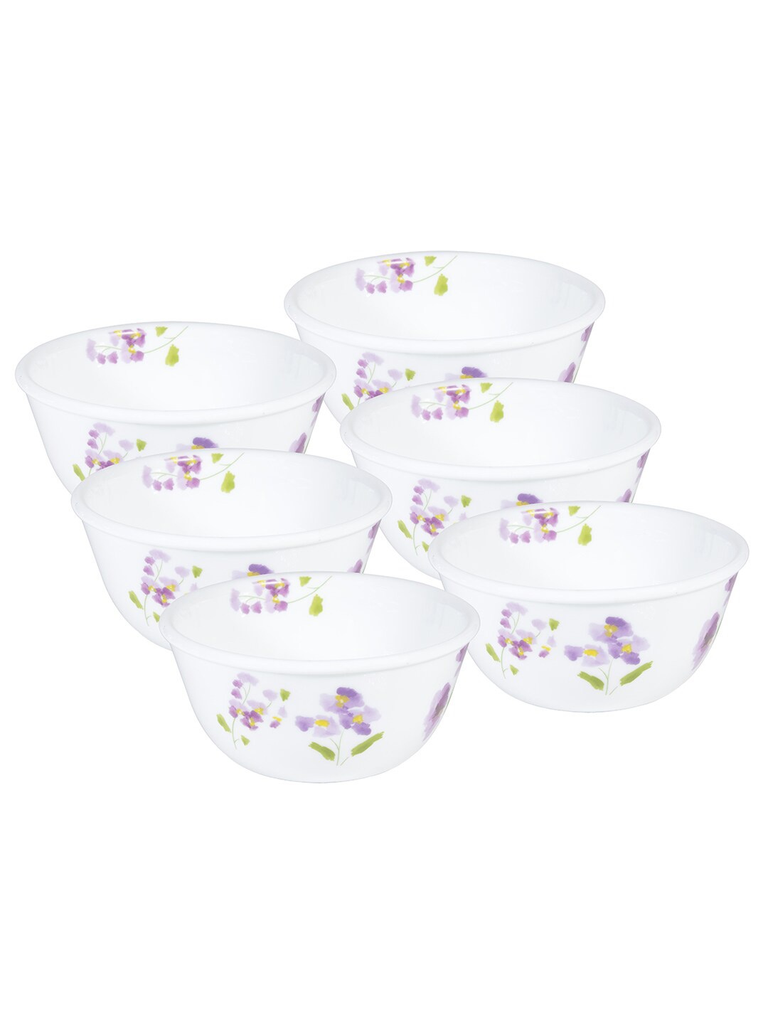 

Corelle Pack of 6 White & Purple Dishwasher & Microwave safe Printed Bowls 177ml each