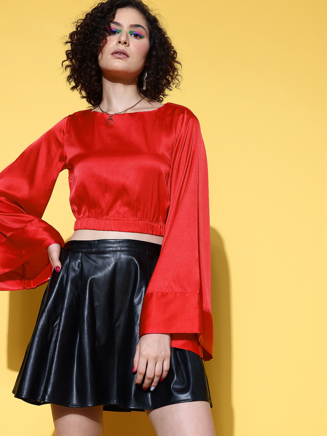 

SASSAFRAS Charming Red Solid Once Upon a Sleeve Top