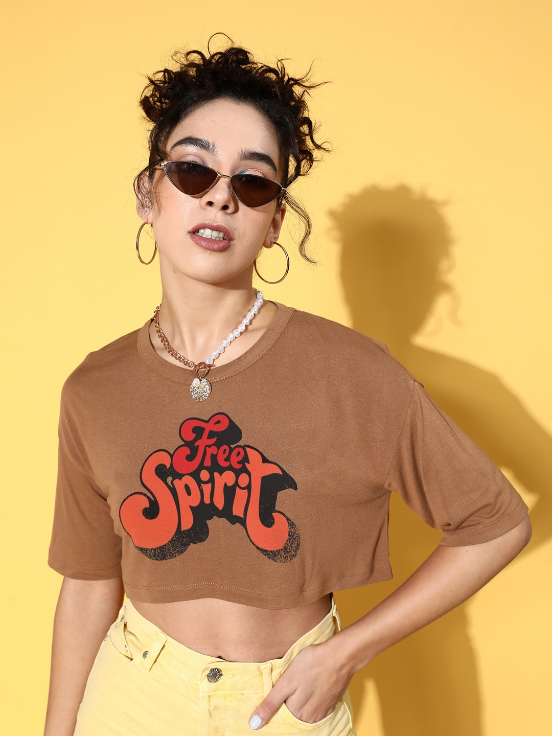 

SASSAFRAS Women Brown Typography Seriously Silly Tshirt