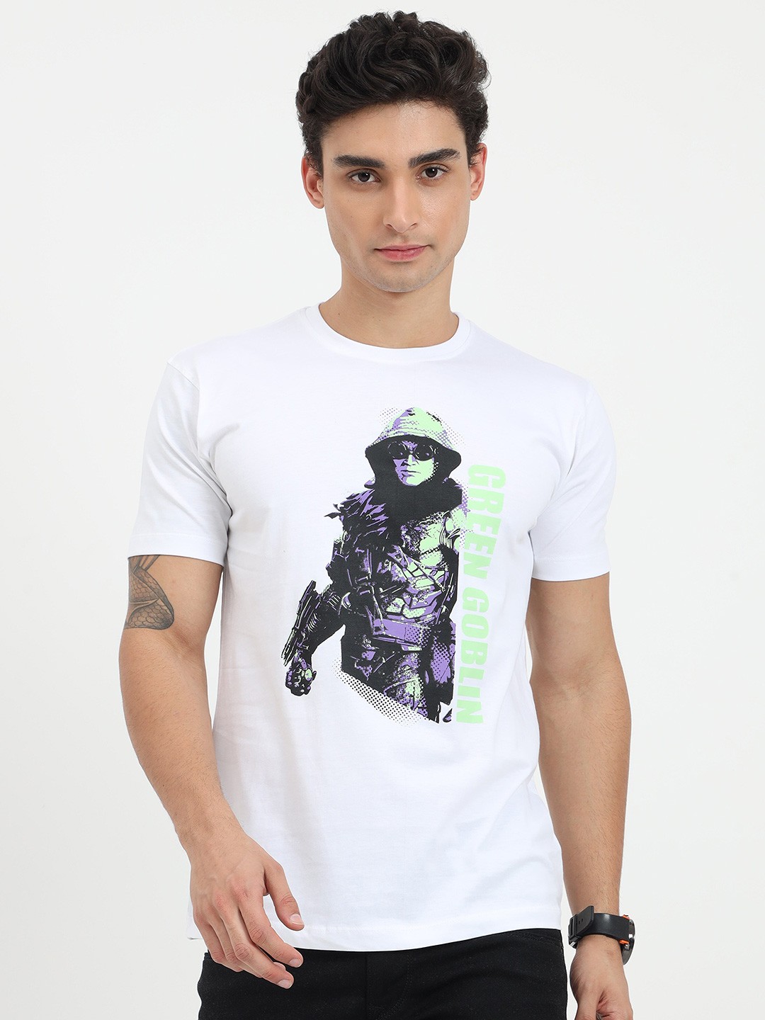 

COOFT Men White Printed Pure Cotton T-shirt
