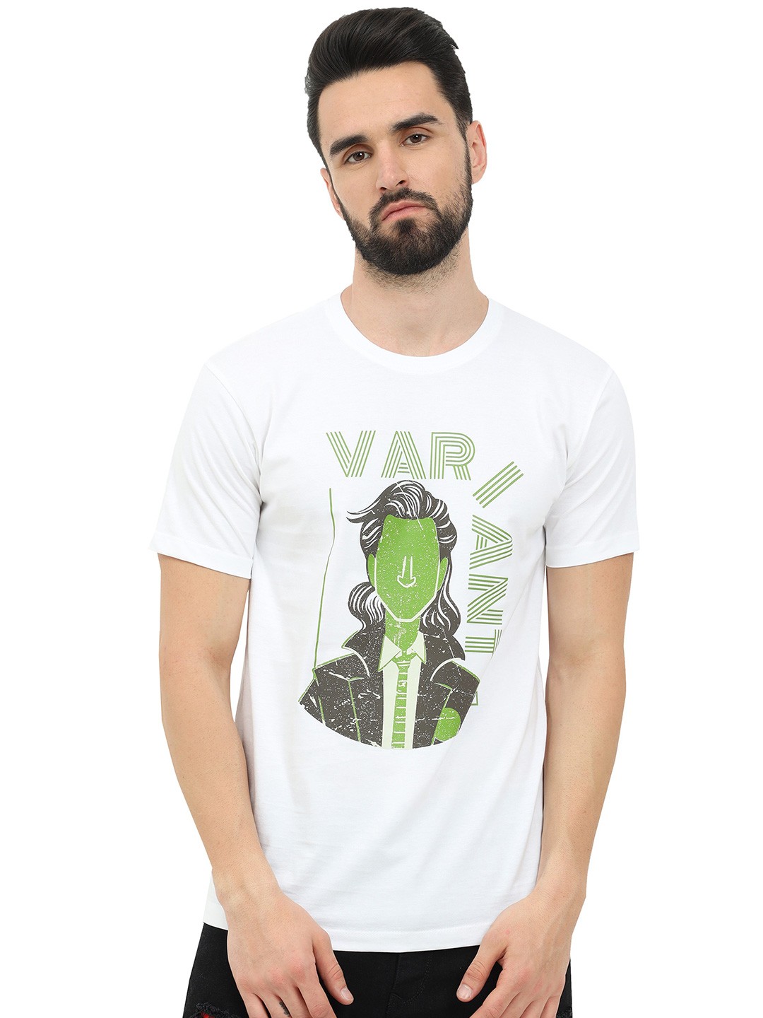 

COOFT Men White Printed Pure Cotton T-shirt