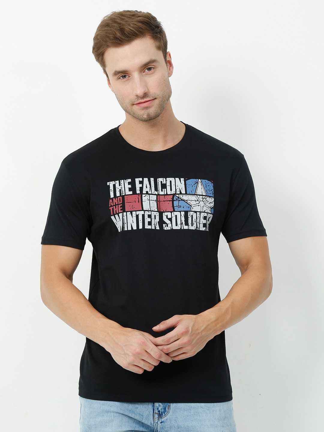 

COOFT Men Black Printed Pure Cotton T-shirt