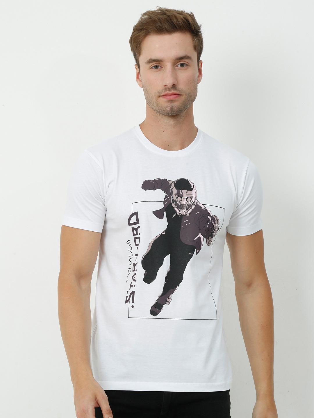 

COOFT Men White Printed Pure Cotton T-shirt